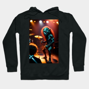 Funny Gollum playing in a heavy metal band graphic design artwork Hoodie